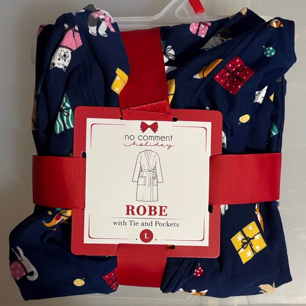 Navy Women's Robe with Fun Prints